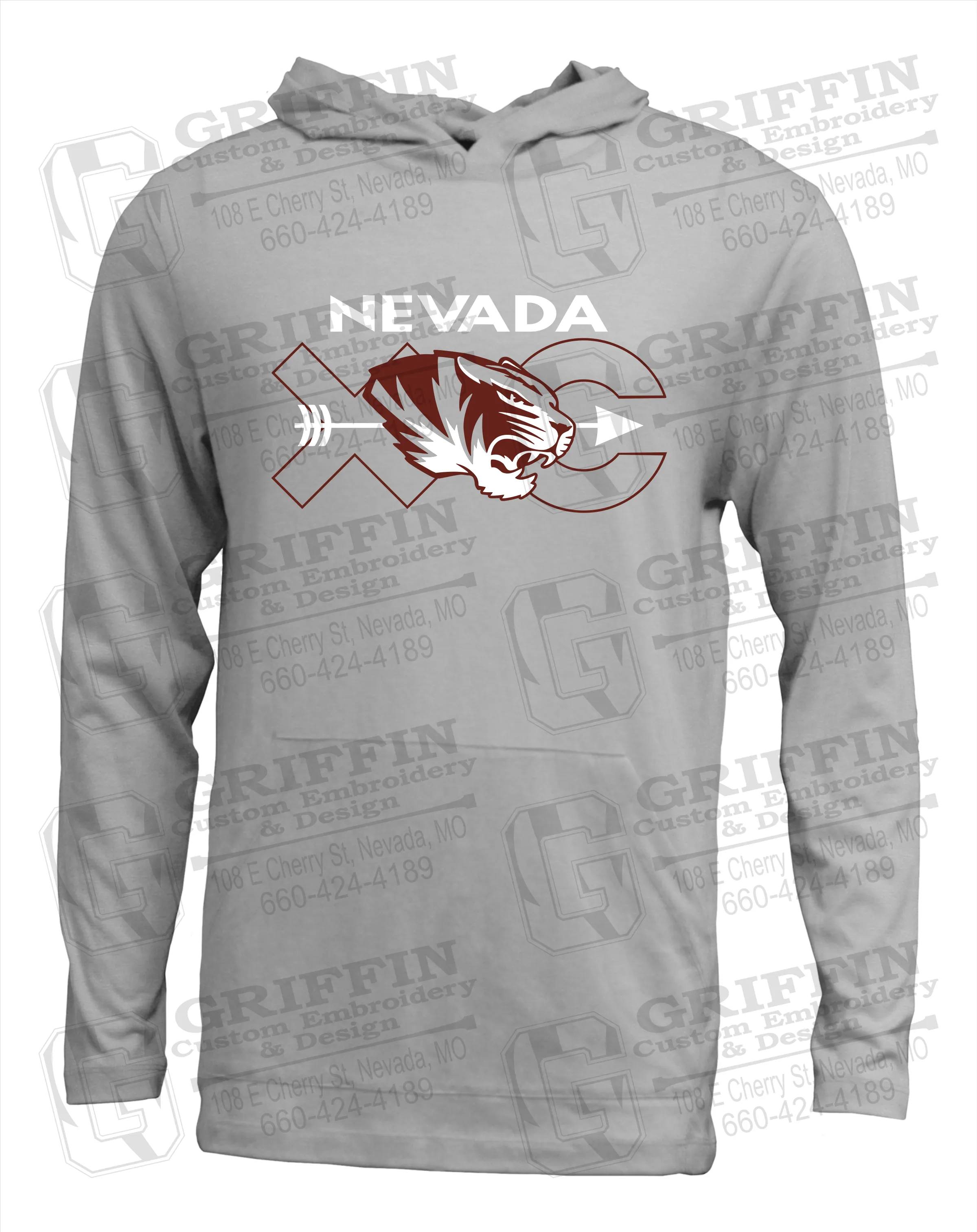 Soft-Tek T-Shirt Hoodie - Cross Country - Nevada Tigers 23-T