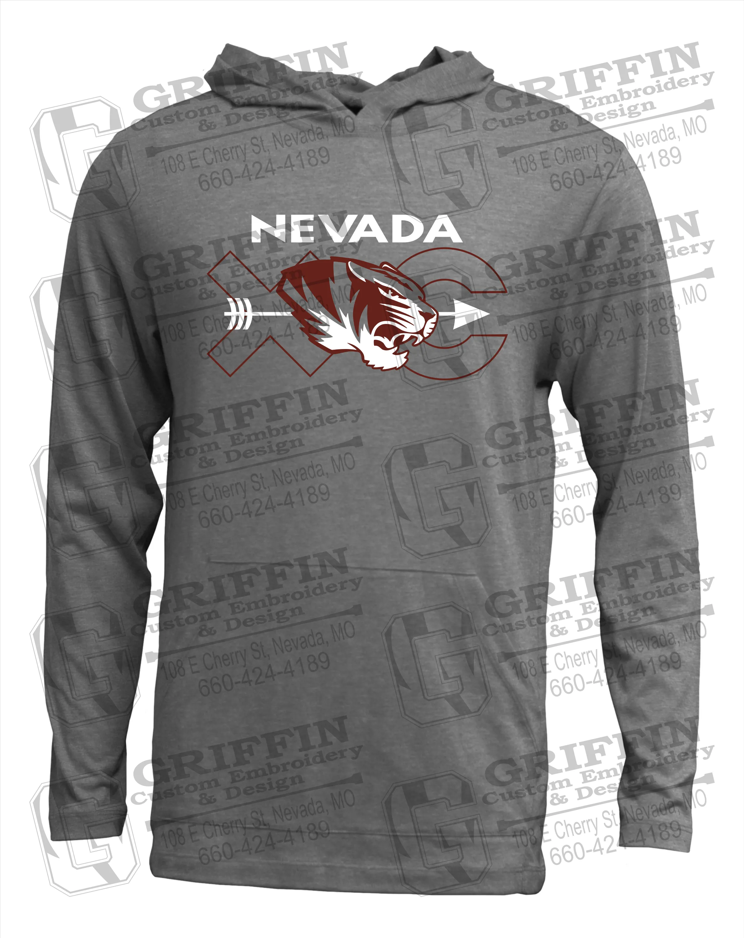 Soft-Tek T-Shirt Hoodie - Cross Country - Nevada Tigers 23-T