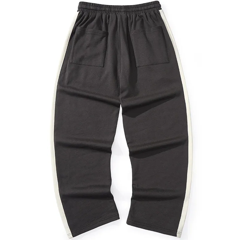 Sports Style Color Block Elastic Waist Straight Pants