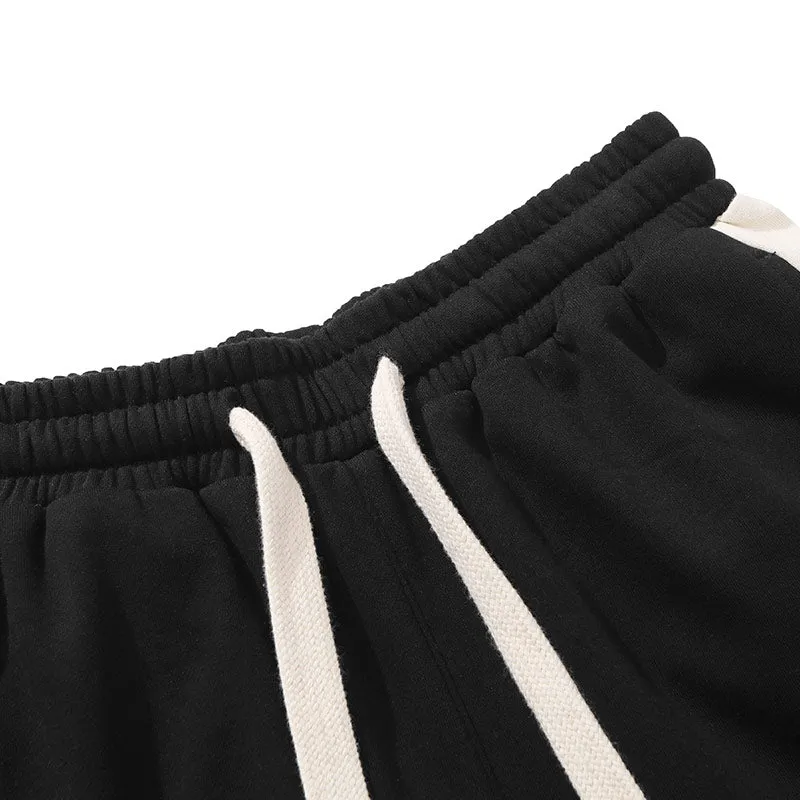 Sports Style Color Block Elastic Waist Straight Pants