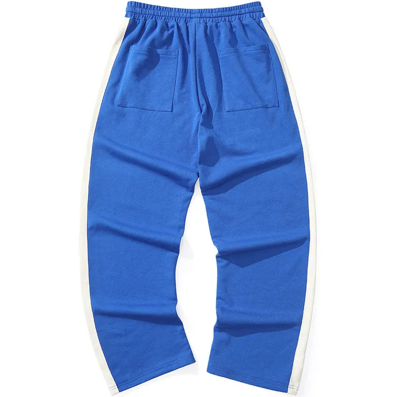 Sports Style Color Block Elastic Waist Straight Pants