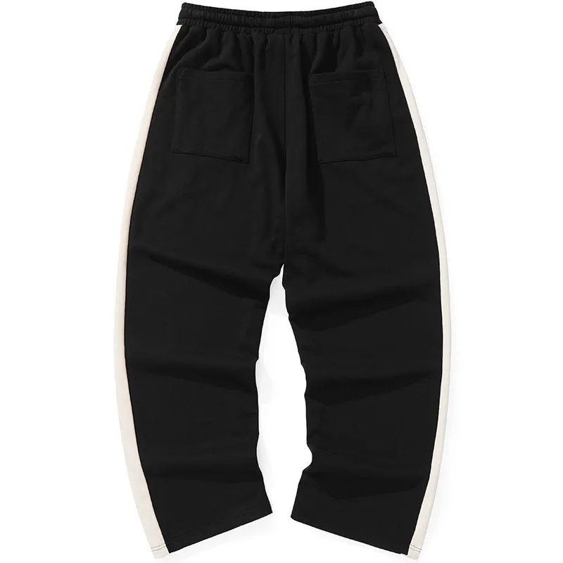 Sports Style Color Block Elastic Waist Straight Pants