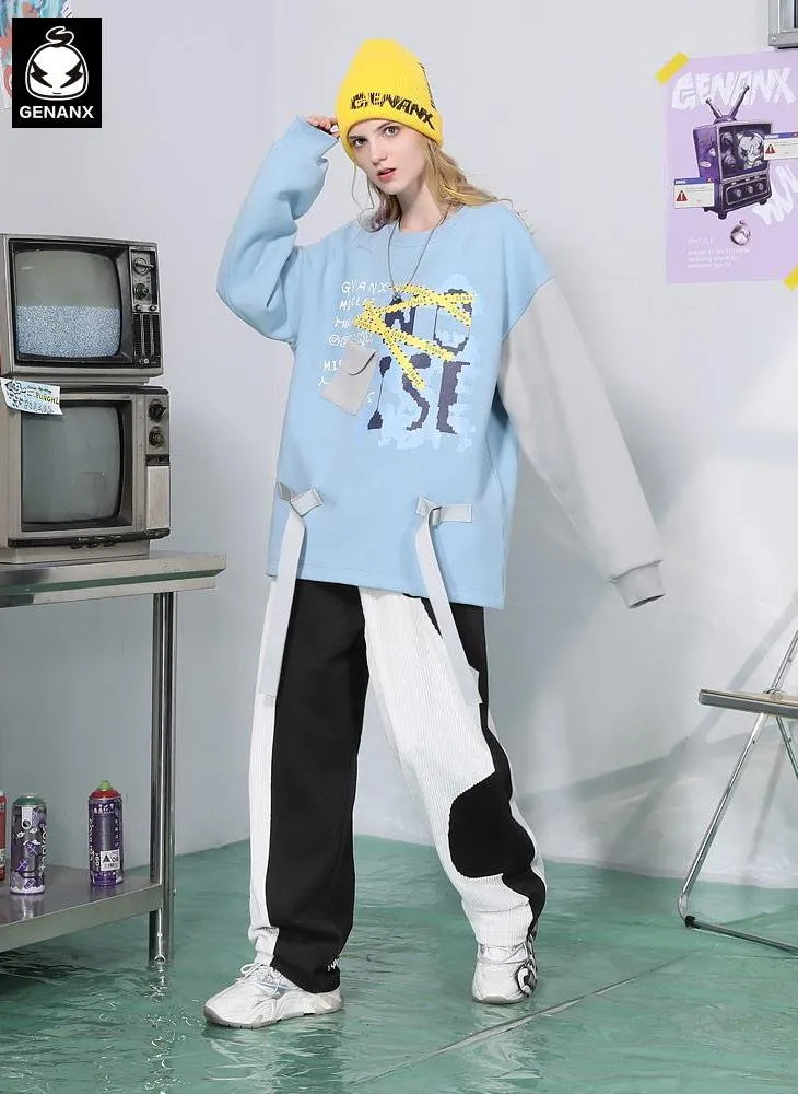 Sports Style Contrast Color Letter Print Casual Pants