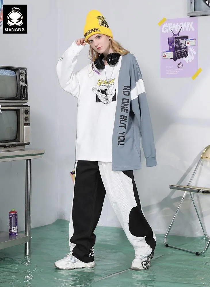 Sports Style Contrast Color Letter Print Casual Pants