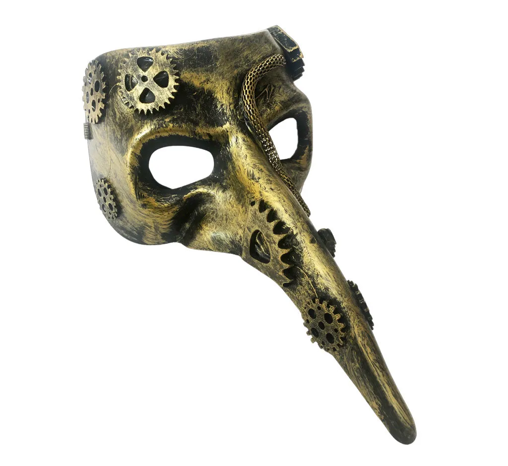 Steampunk Long Nose Gold Mask Without Goggles