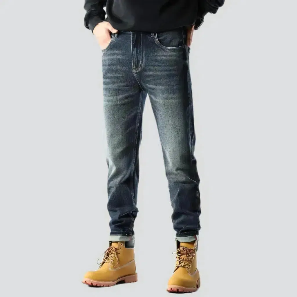 Stretchy men's dark-wash jeans