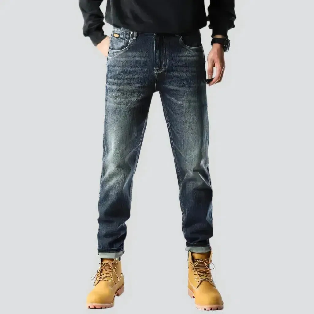 Stretchy men's dark-wash jeans