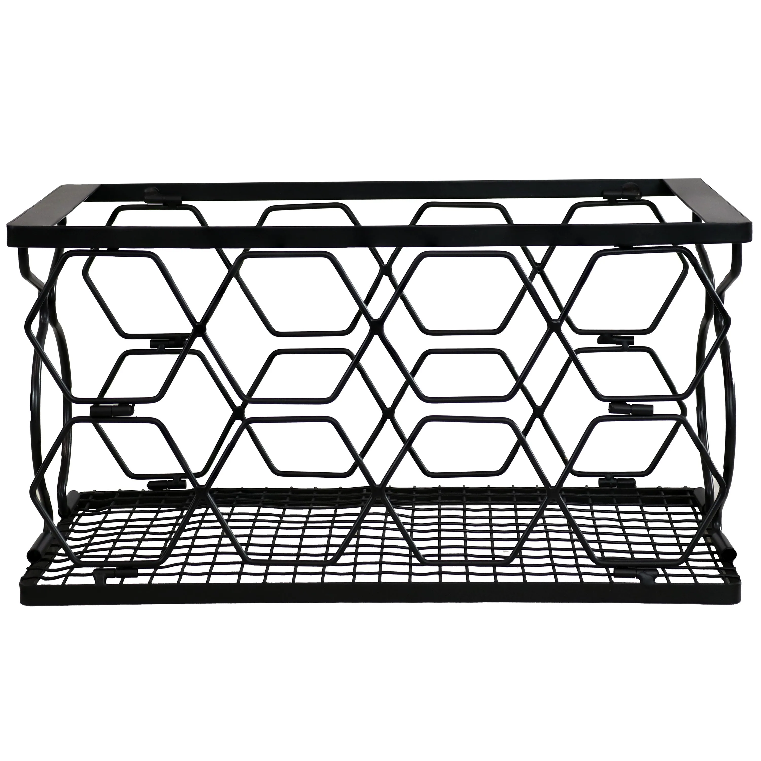 Sunnydaze Foldable Metal Countertop Wine Rack - Black