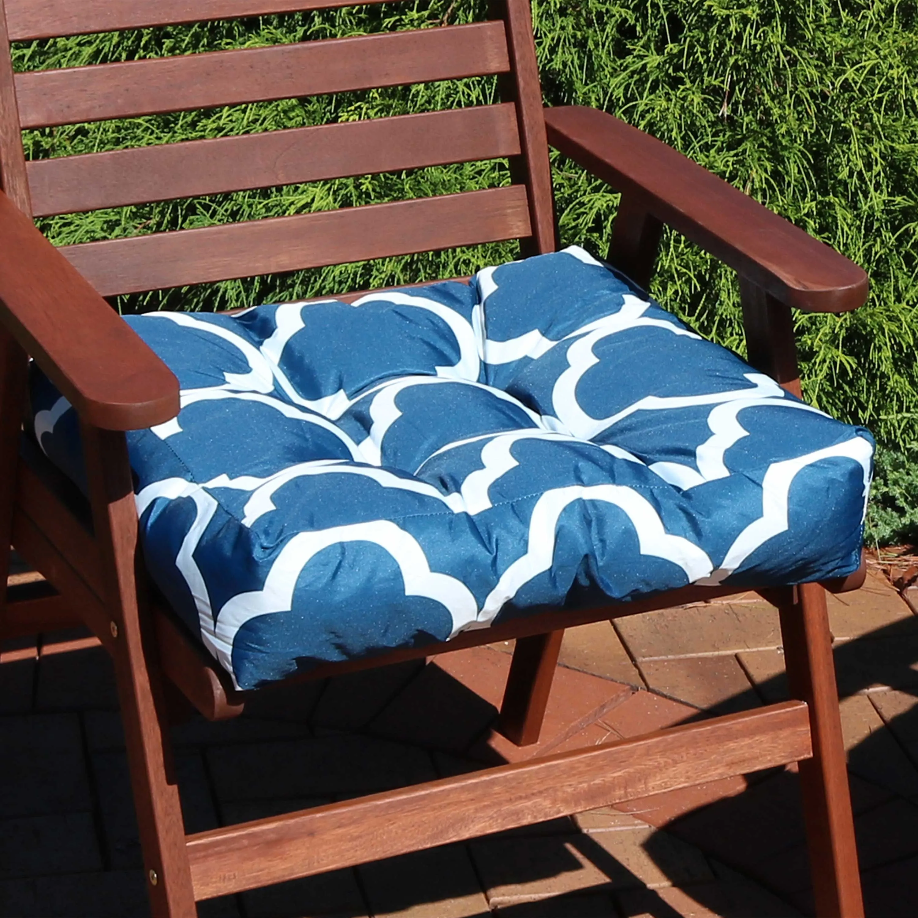 Sunnydaze Set of 2 Tufted Indoor/Outdoor Square Patio Cushions