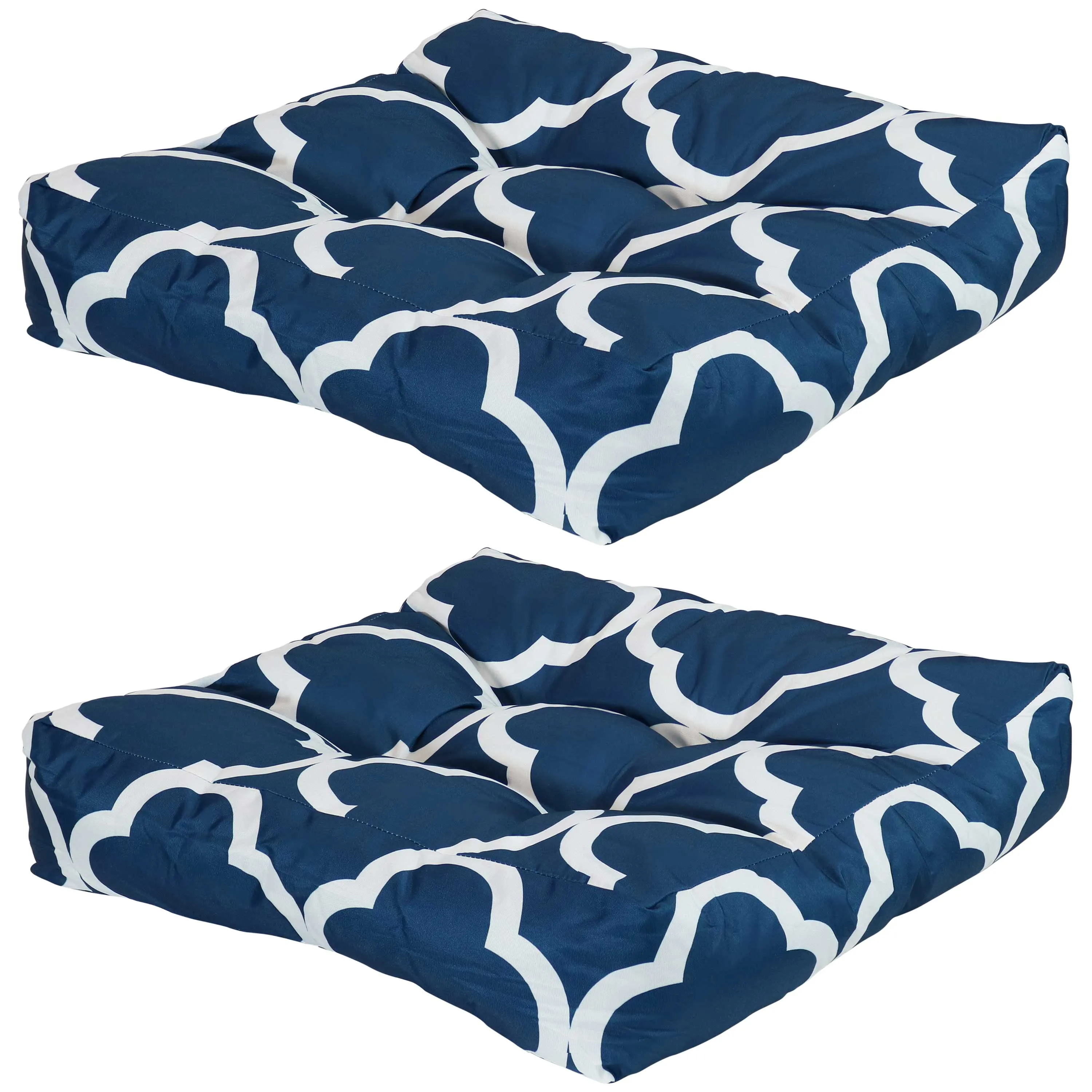 Sunnydaze Set of 2 Tufted Indoor/Outdoor Square Patio Cushions