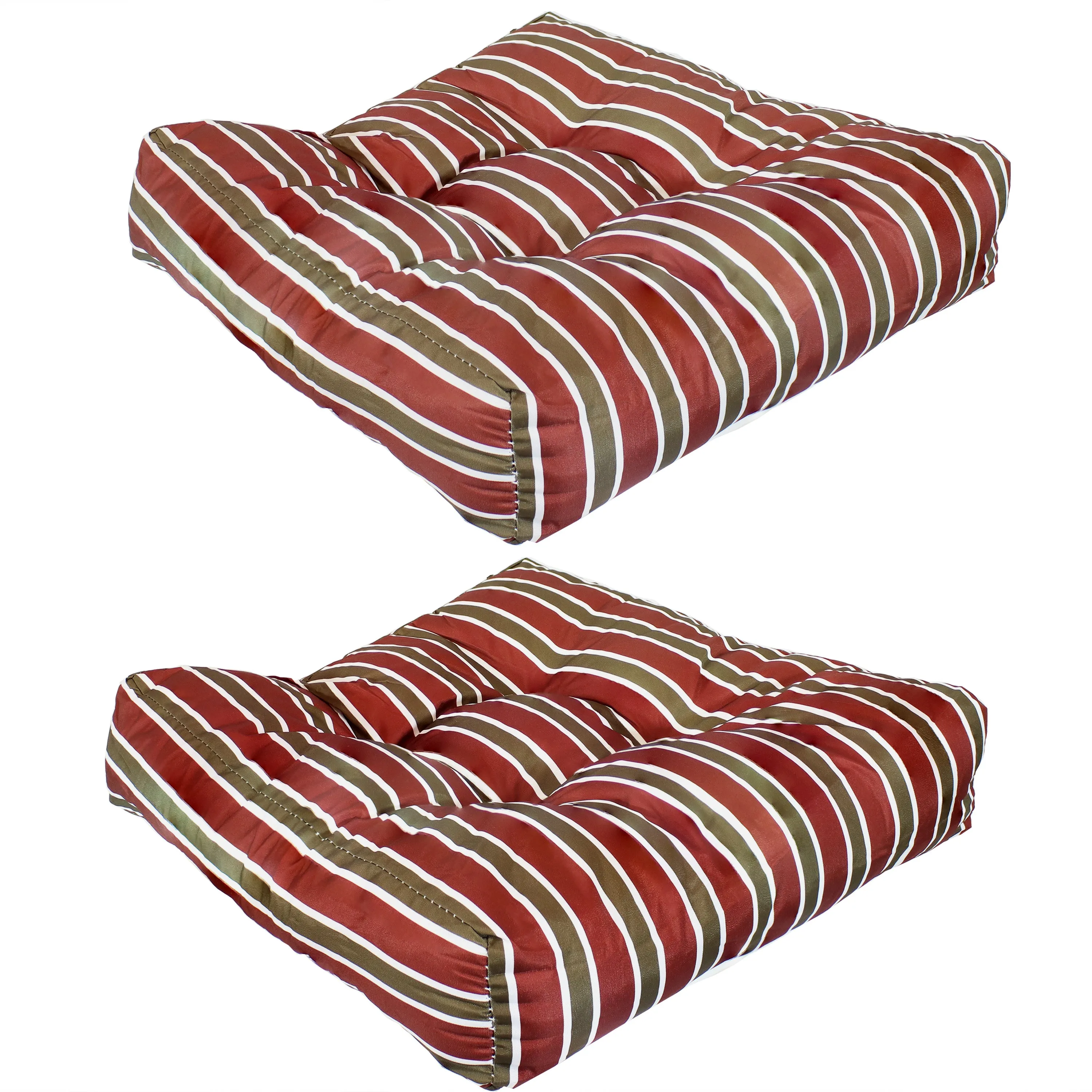 Sunnydaze Set of 2 Tufted Indoor/Outdoor Square Patio Cushions