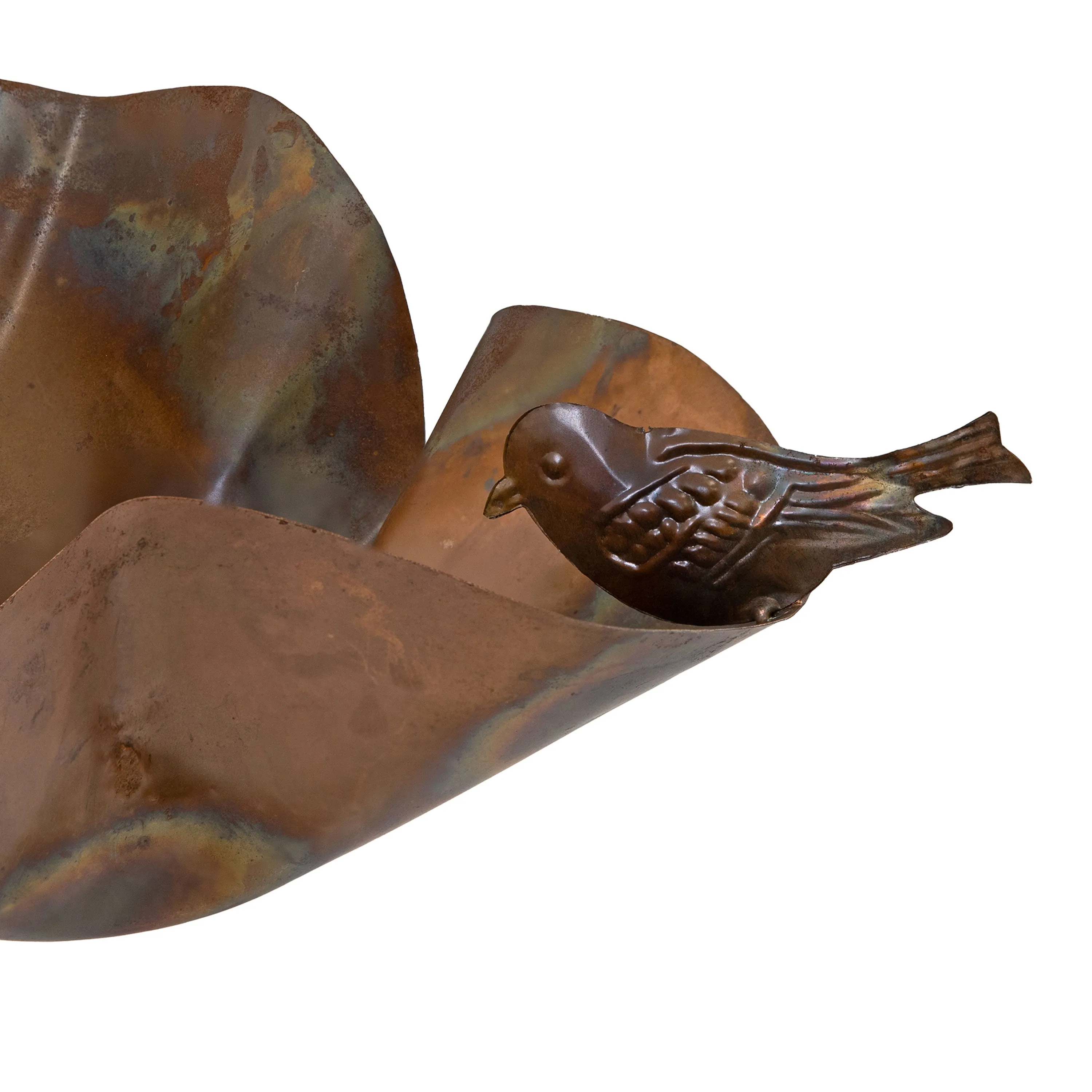 Sunnydaze Staked Copper Bird Bath with Bird Figurine - 34.25"