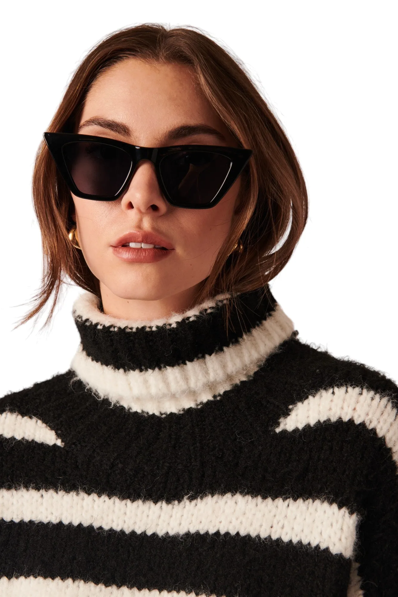 Tabby Turtleneck - Black and White Stripe