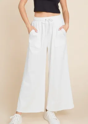 Textured Loose White Pants