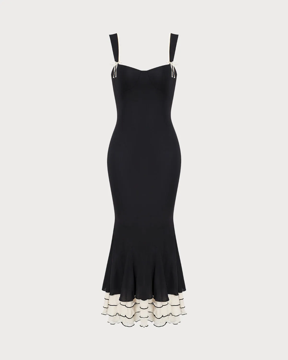 The Black Sweetheart Neck Bodycon Slip Maxi Dress