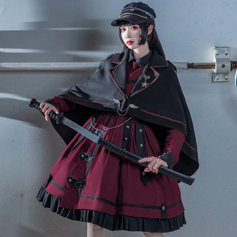 The Last Battle ~ Gothic Long Sleeve Lolita Dress Military Uniform