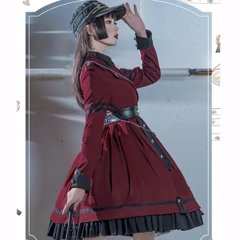 The Last Battle ~ Gothic Long Sleeve Lolita Dress Military Uniform