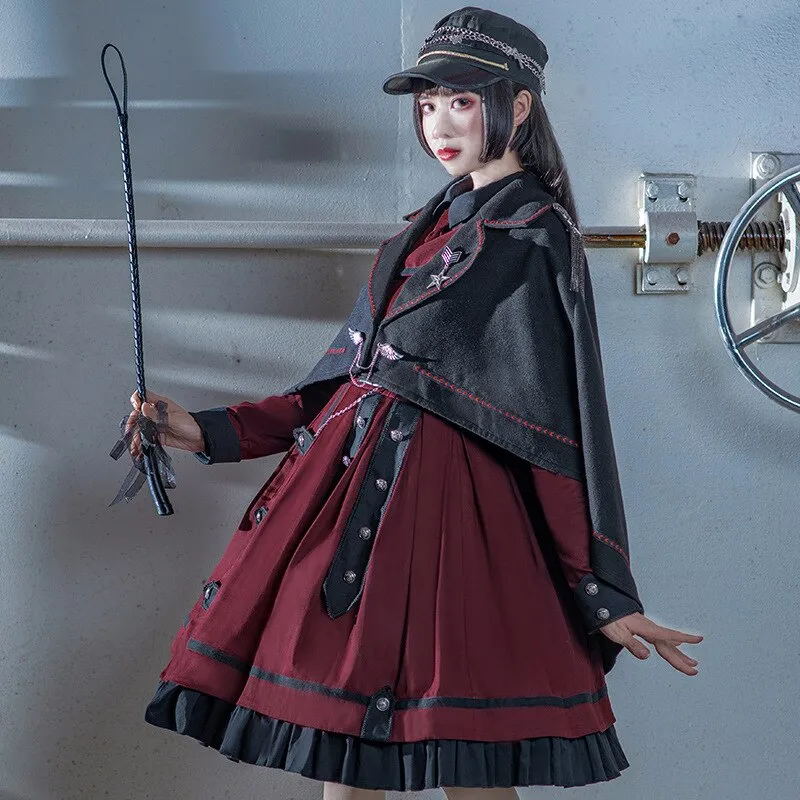 The Last Battle ~ Gothic Long Sleeve Lolita Dress Military Uniform