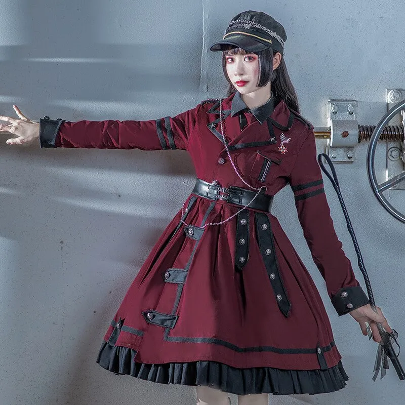 The Last Battle ~ Gothic Long Sleeve Lolita Dress Military Uniform