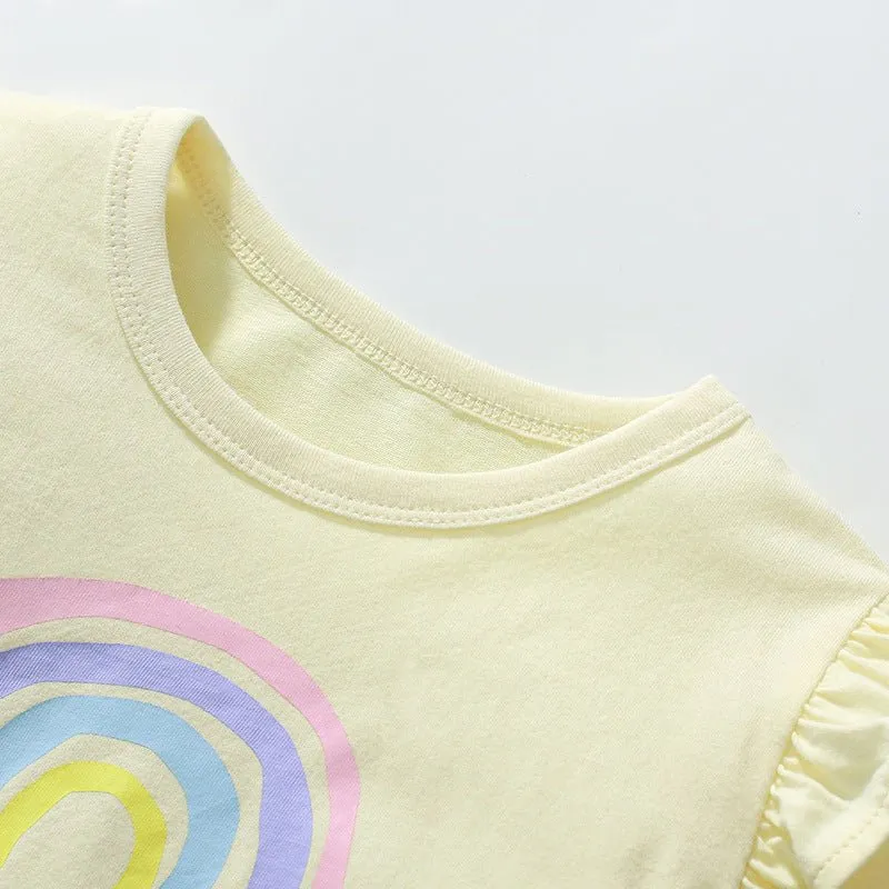 Toddler/Kid Girls Long Sleeve Colorful Rainbow Print Design T-shirt