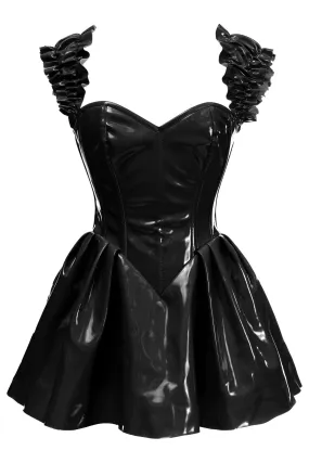 Top Drawer Steel Boned Black Patent PVC Vinyl Corset Dress