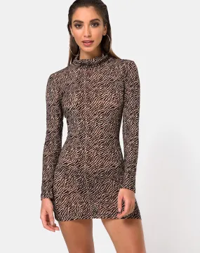 Torin Bodycon Dress in Tiger Net Tan