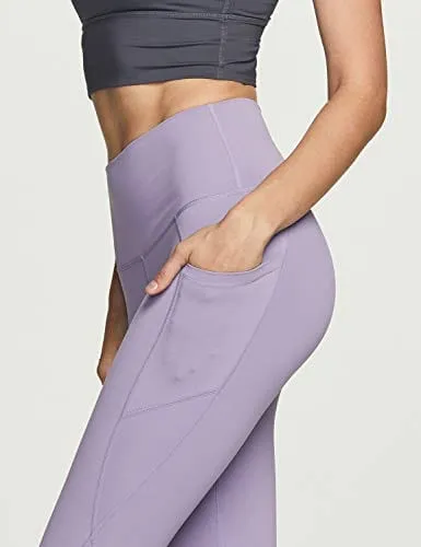 TSLA High Waist Yoga Pants with Pockets, Tummy Control Yoga Leggings, Non See-Through Workout Running Tights, Capris Pocket Peachy Lavender