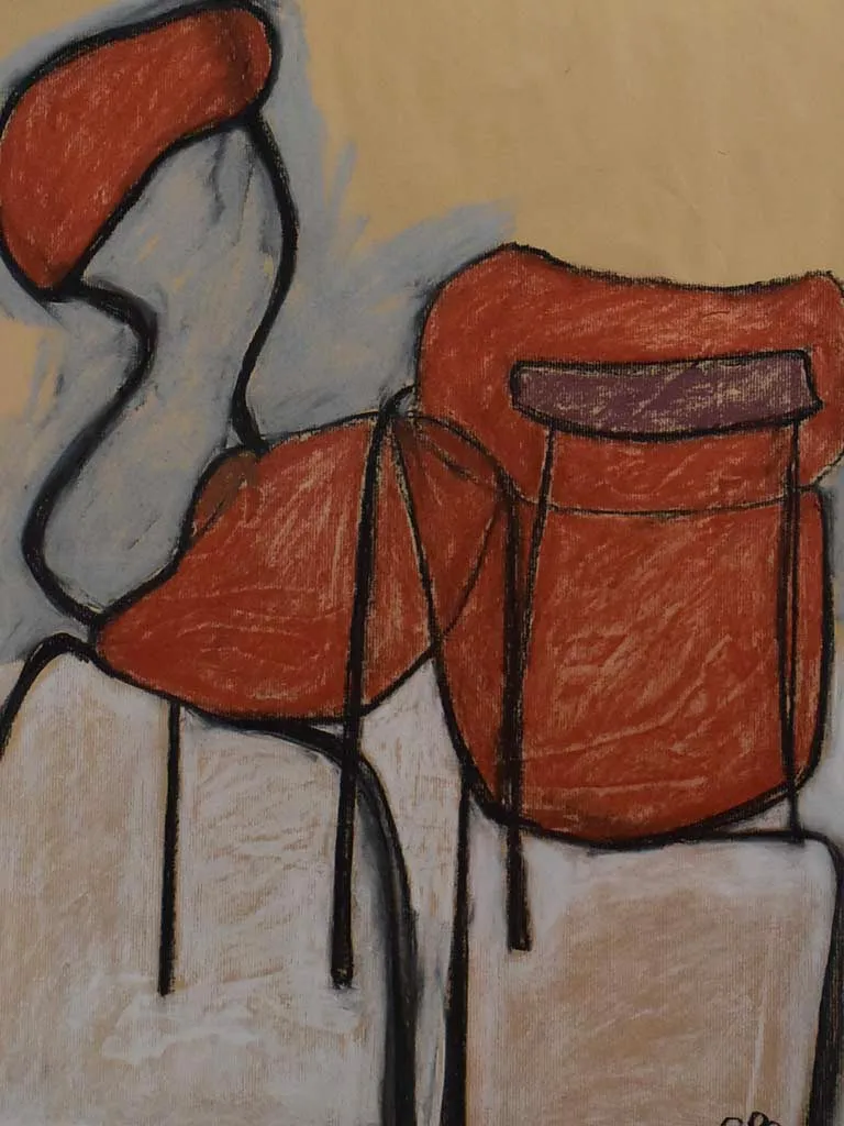 Two red chairs - pastel on craft paper - Caroline Beauzon 27¼" x 40¼"