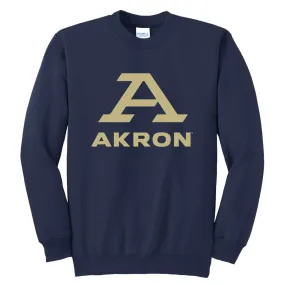 University of Akron Zips Adult Crewneck Sweatshirt Arch Text Akron Zips