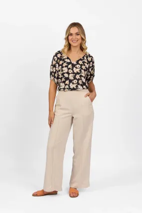 Vassalli Wide Leg Full Length Pant - Natural