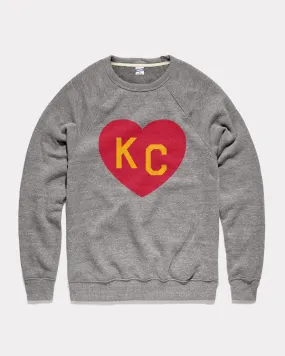 Vintage Grey & Red KC Heart Crewneck