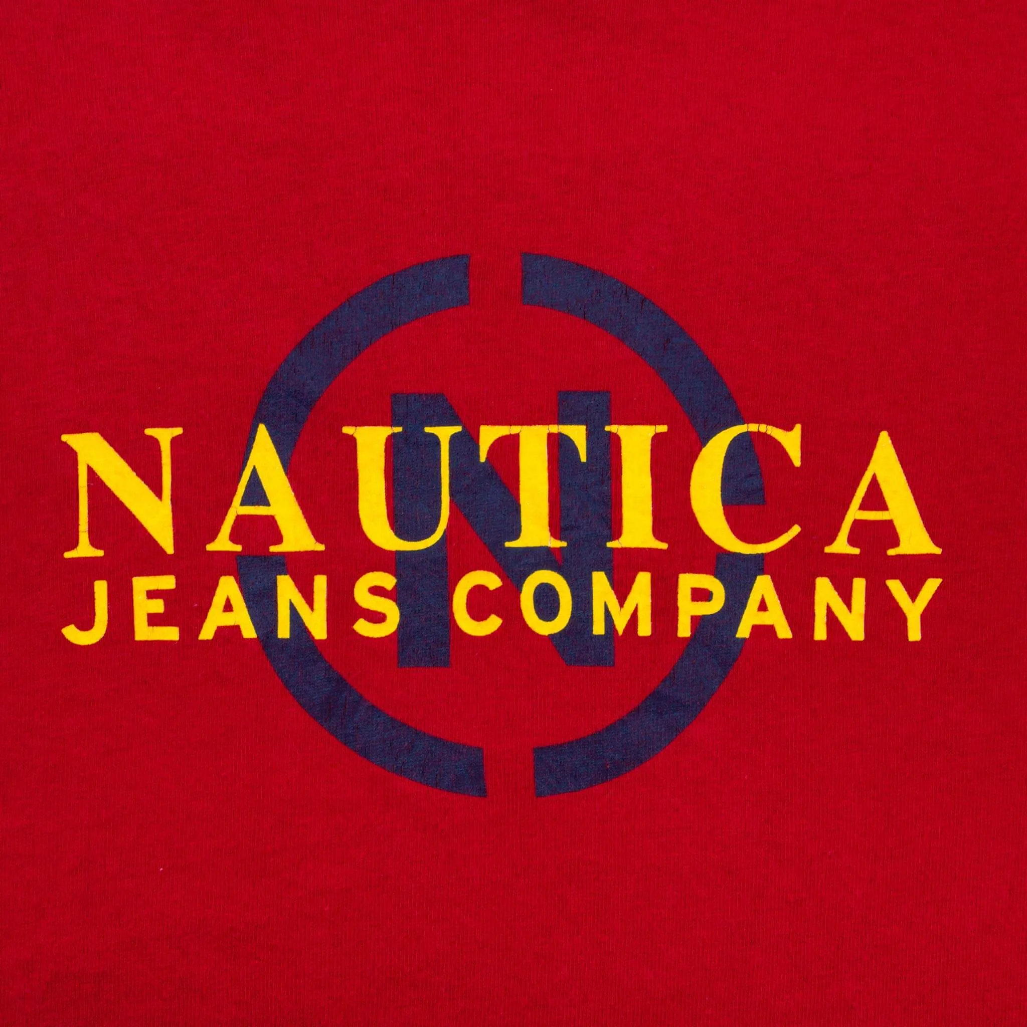 VINTAGE NAUTICA JEANS RED LONG SLEEVE TEE SHIRT 2000S XL