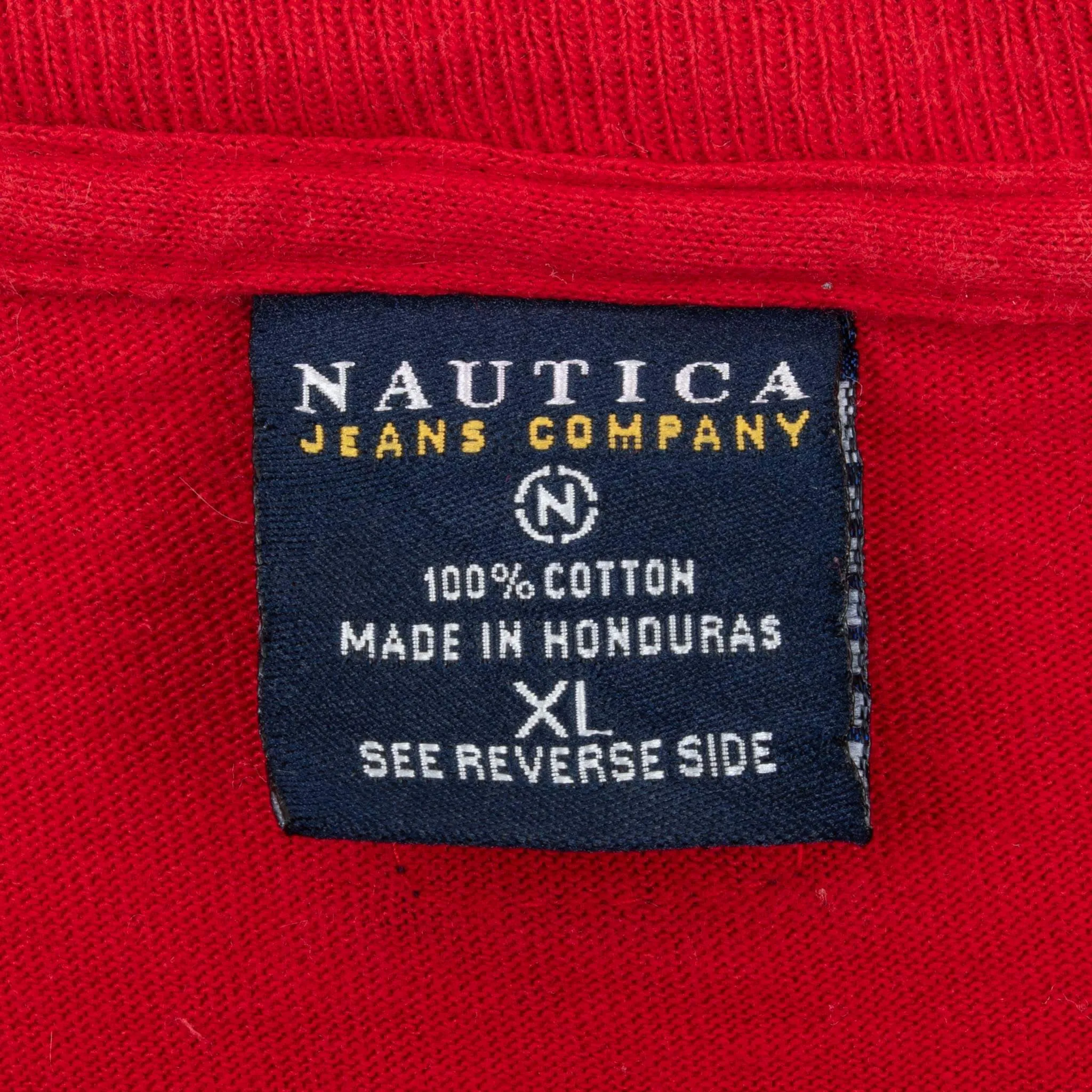 VINTAGE NAUTICA JEANS RED LONG SLEEVE TEE SHIRT 2000S XL