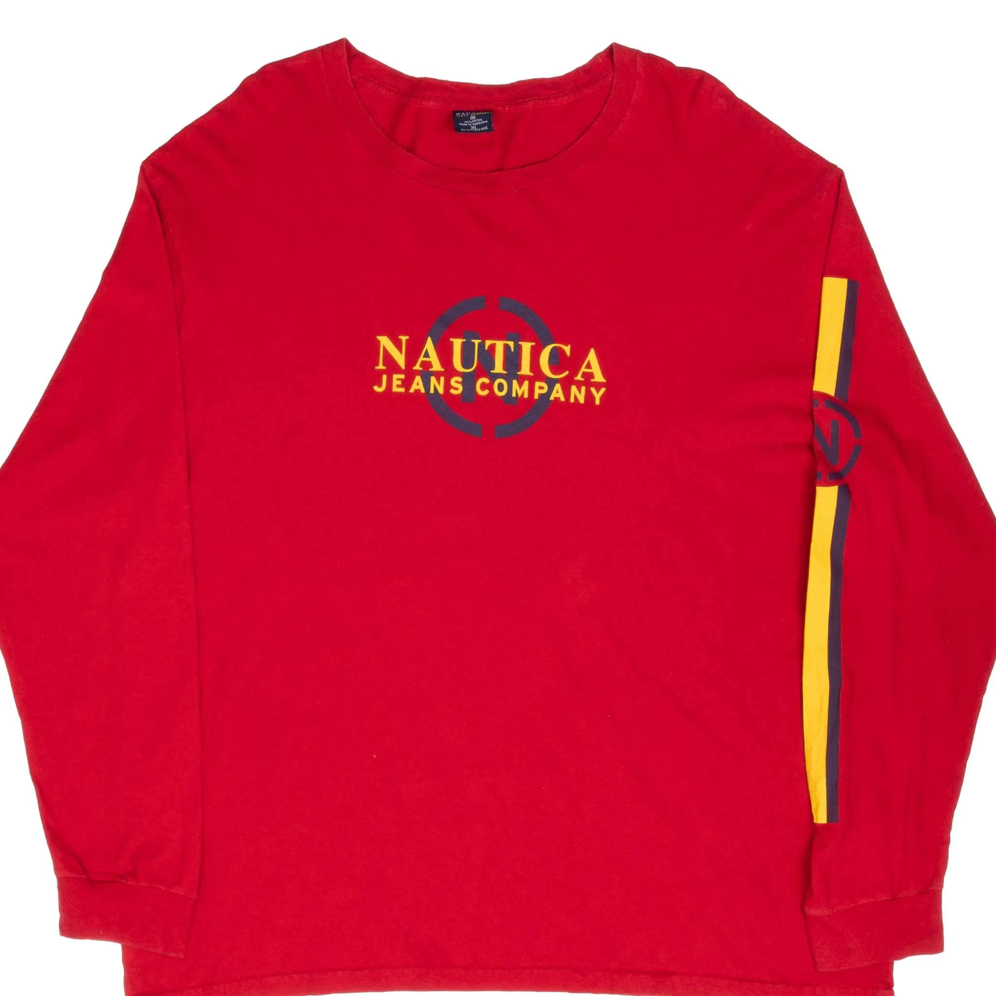 VINTAGE NAUTICA JEANS RED LONG SLEEVE TEE SHIRT 2000S XL