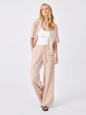 Waffle Wide Leg Pant - Sand