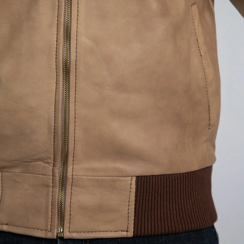 Walkman Brown Leather Bomber Jacket