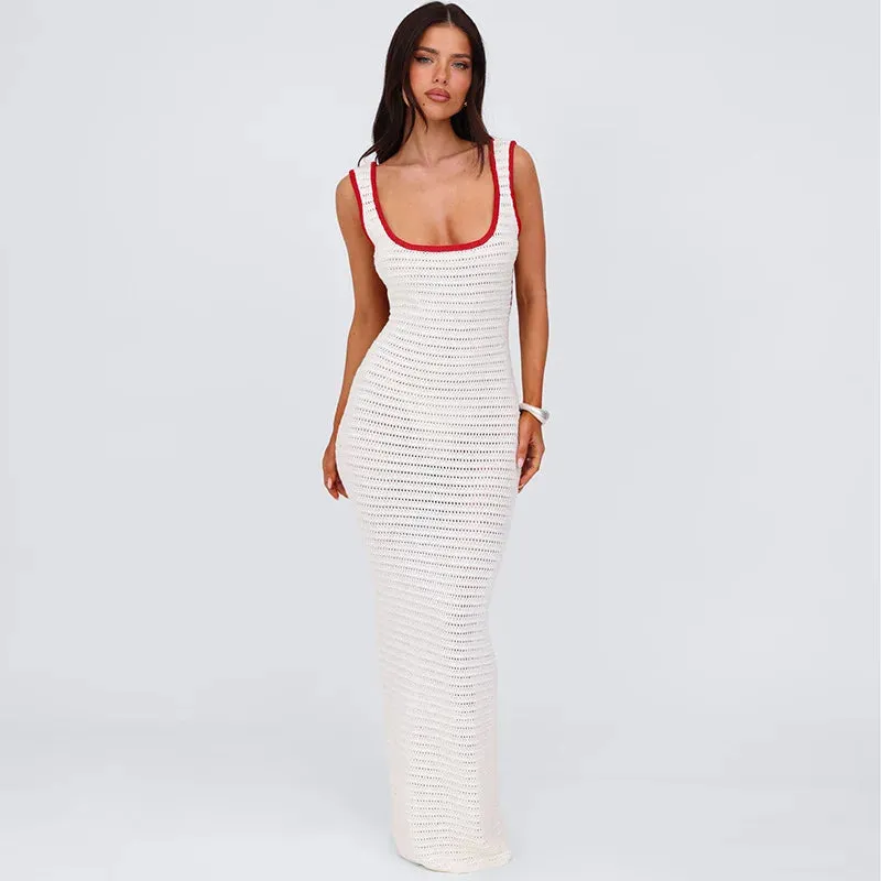 White Crochet Backless Maxi Dress – Summer Beach Vibes