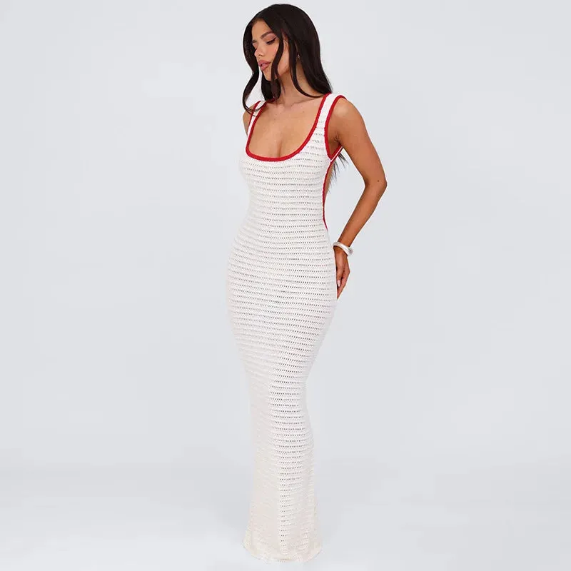 White Crochet Backless Maxi Dress – Summer Beach Vibes