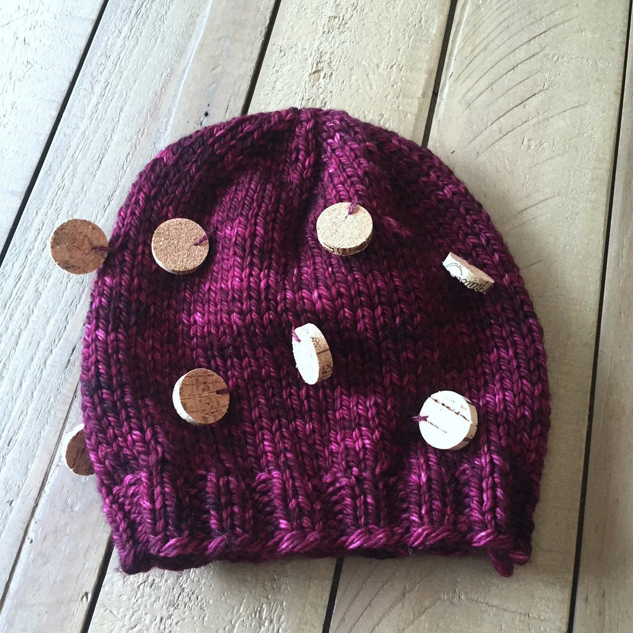 Wine Cork Hat, Knitting Pattern for Handspun Yarn, Art Yarn