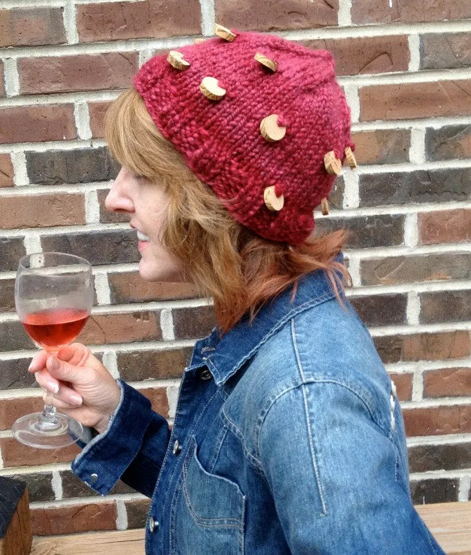 Wine Cork Hat, Knitting Pattern for Handspun Yarn, Art Yarn