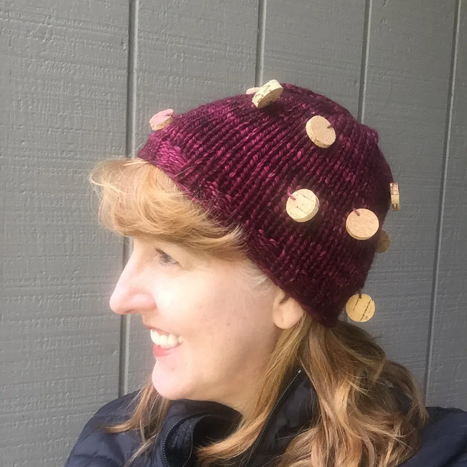 Wine Cork Hat, Knitting Pattern for Handspun Yarn, Art Yarn