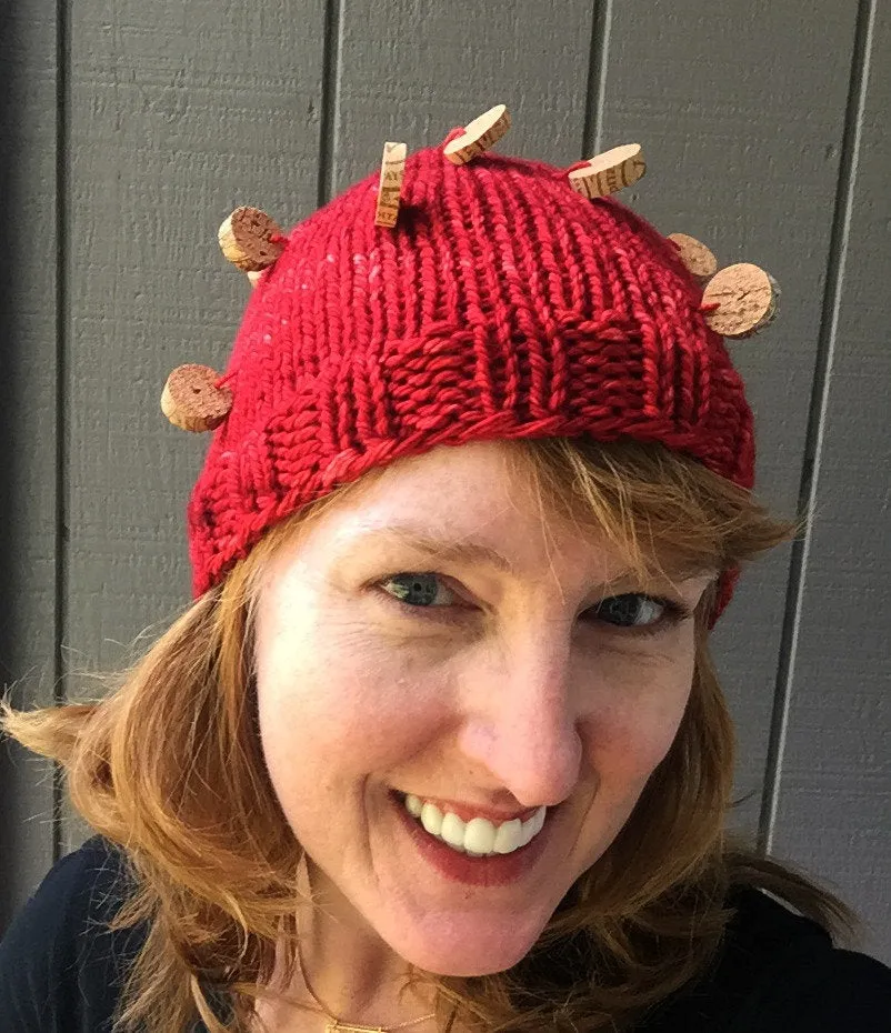 Wine Cork Hat, Knitting Pattern for Handspun Yarn, Art Yarn