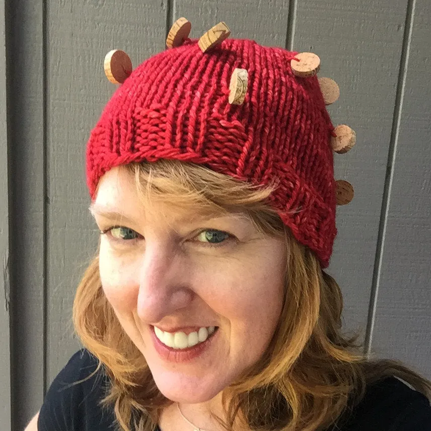 Wine Cork Hat, Knitting Pattern for Handspun Yarn, Art Yarn