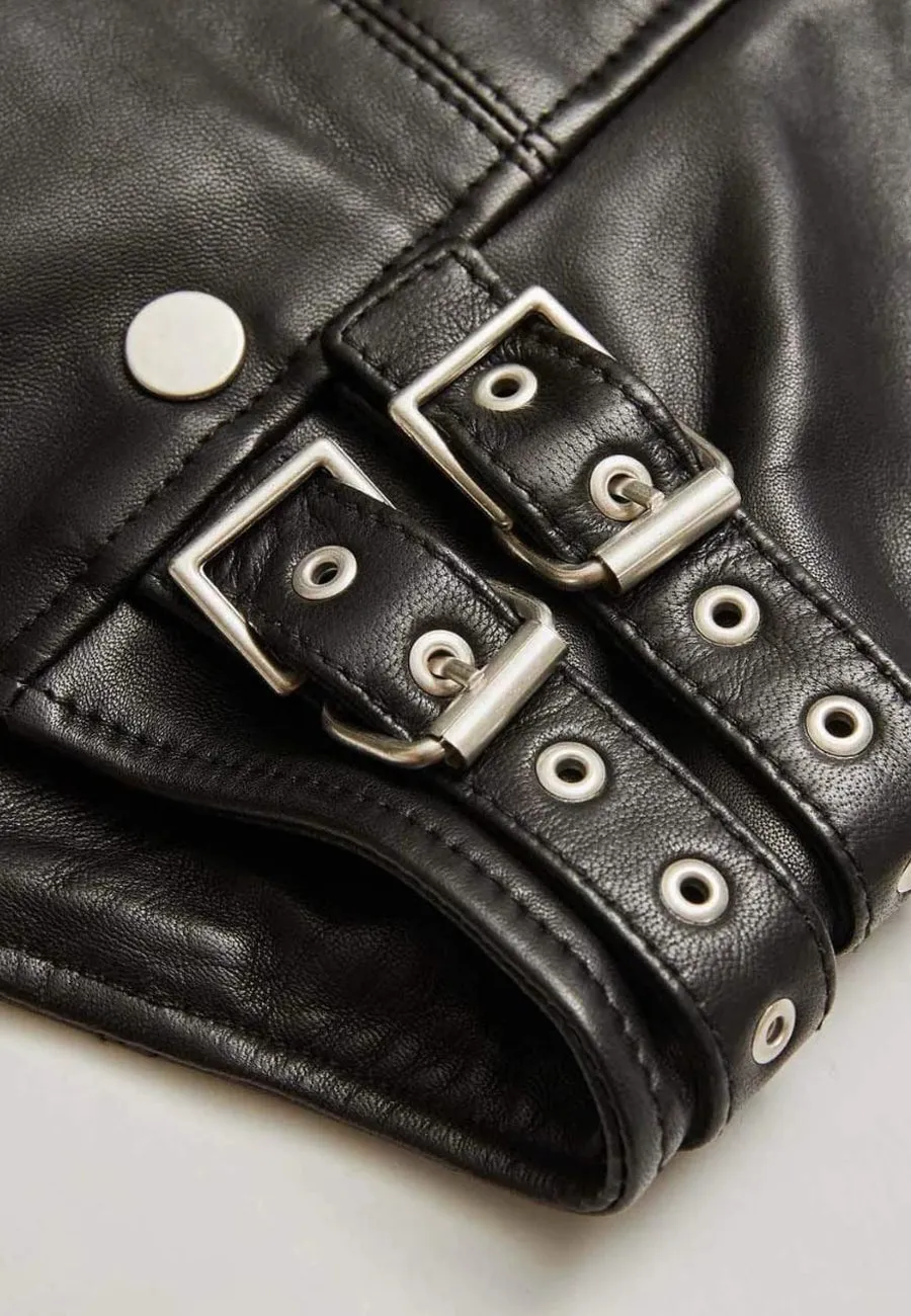 Women’s Black Leather Biker Jacket