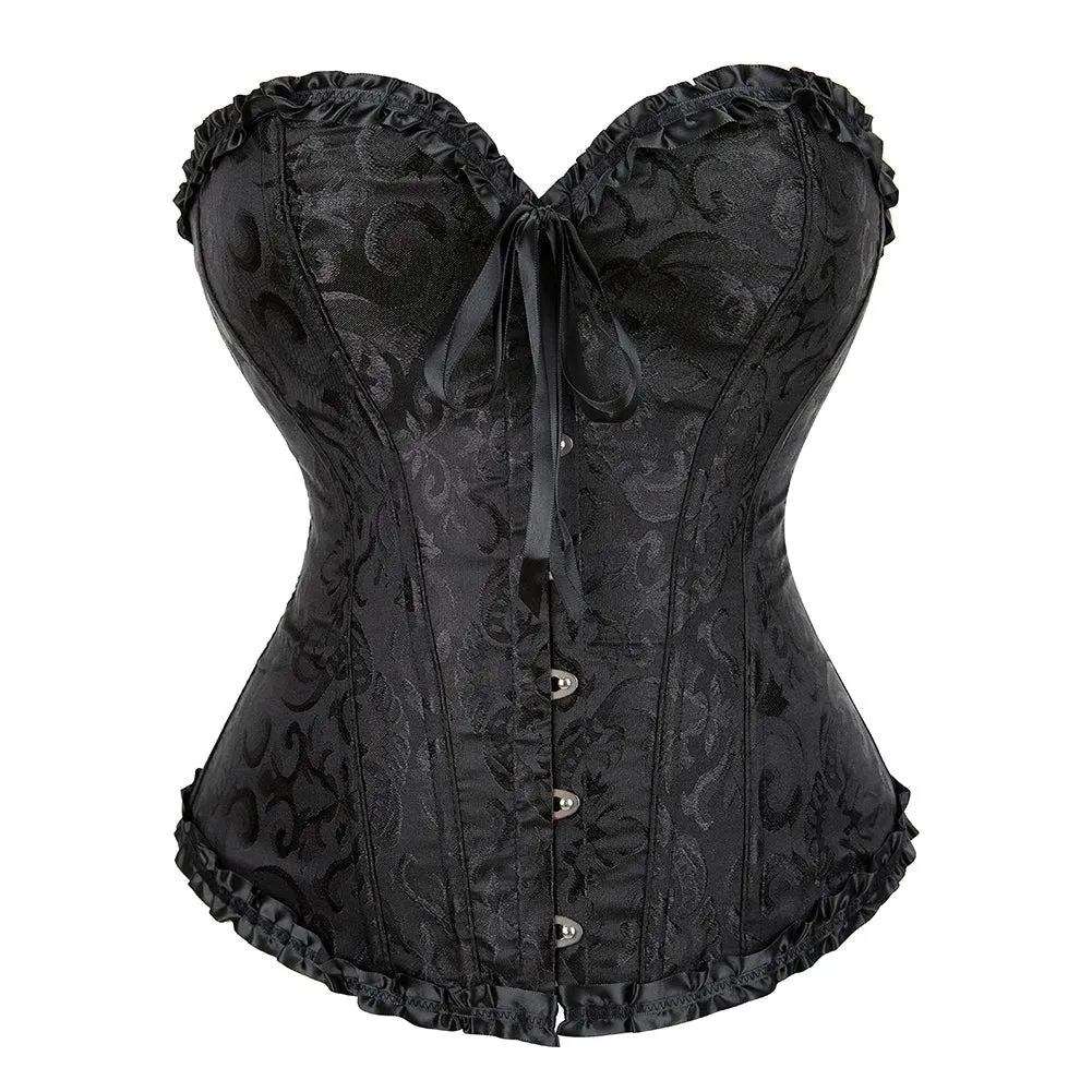 Women's Corset Lingerie - Pleated Trimmed Corset Bustier with 12 Plastic Bones | XS-6XL | Sexy and Comfortable