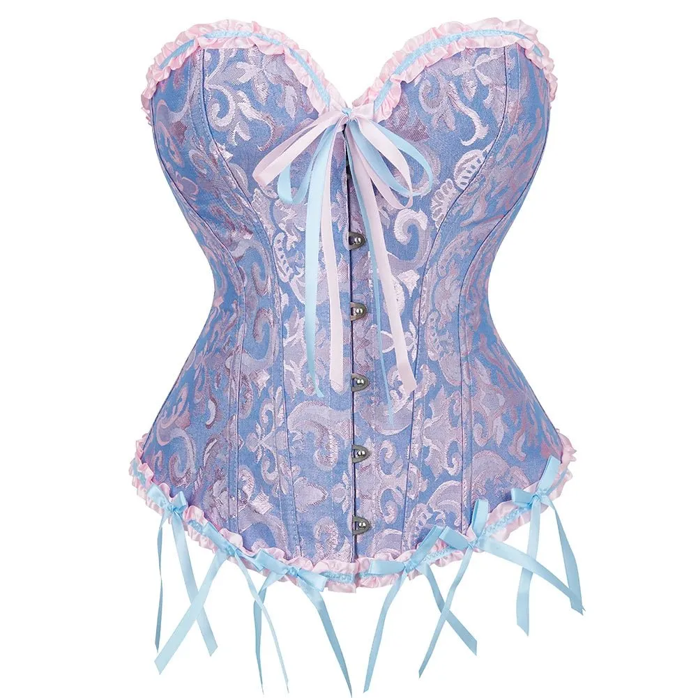 Women's Corset Lingerie - Pleated Trimmed Corset Bustier with 12 Plastic Bones | XS-6XL | Sexy and Comfortable