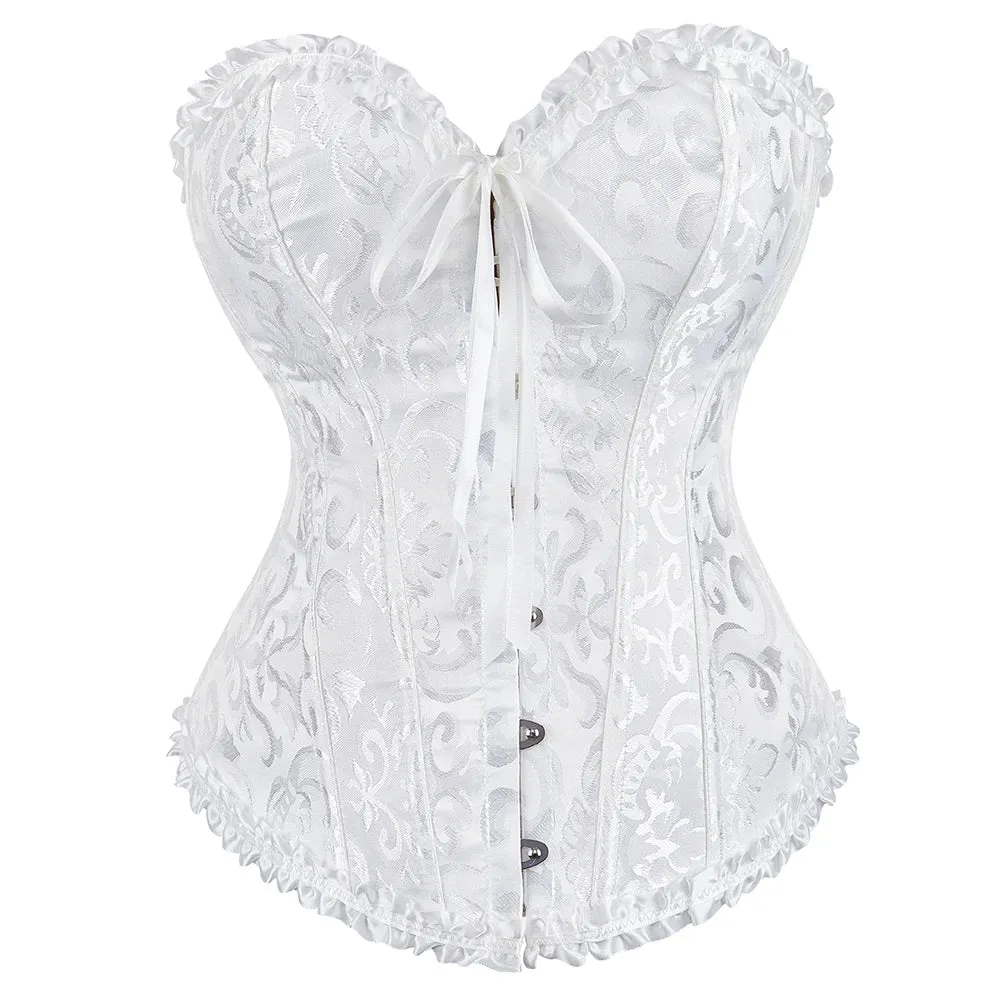 Women's Corset Lingerie - Pleated Trimmed Corset Bustier with 12 Plastic Bones | XS-6XL | Sexy and Comfortable