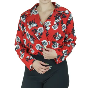 Women's Floral Print Bodysuit,Red