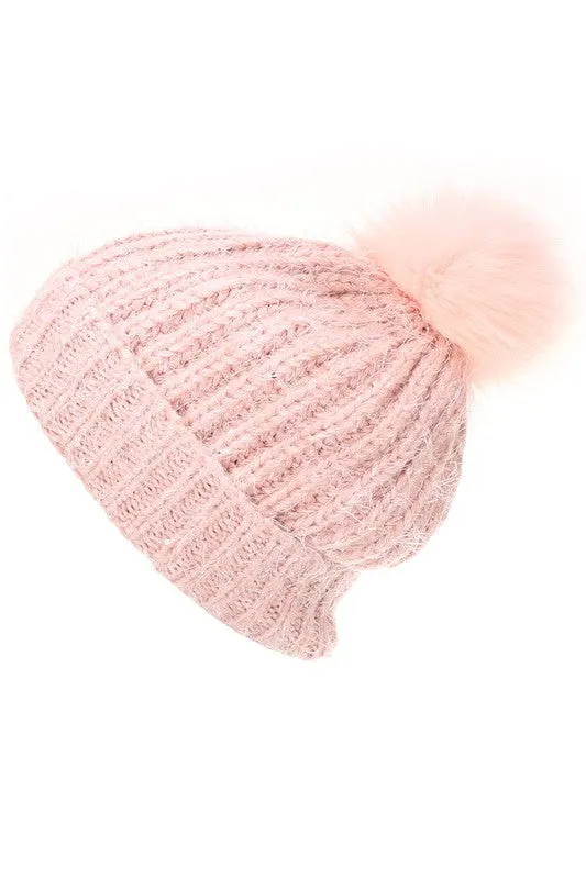 Women's Sequin Cable Knit Sherpa Lined Beanie Hat