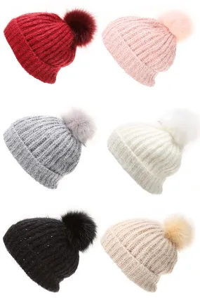 Women's Sequin Cable Knit Sherpa Lined Beanie Hat